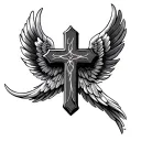 cross with wings with sripture of proverbs 3:5 6 tattoo design idea