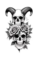 aries+roses+skull tattoo design idea