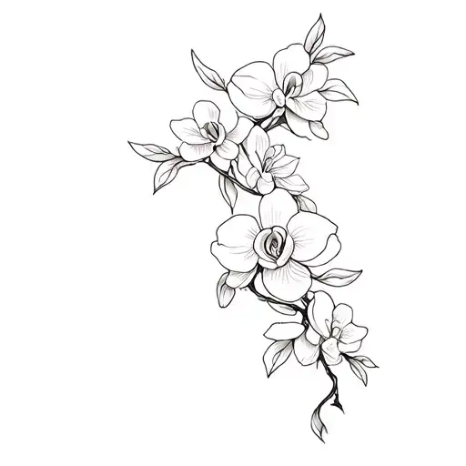 Gardenia and orchid vine wrapping tattoo design idea