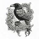 raven fight snake tattoo design idea