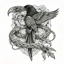 raven fight snake tattoo design idea
