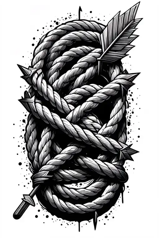 Arrows intertwined with rope and circles tattoo design idea