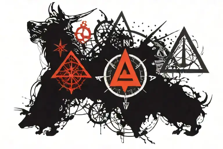 Compass guides, The symbol valknut, Hugiinn et muninn The aegishjalmur Yggdrasil Fenrir Odin tattoo design idea