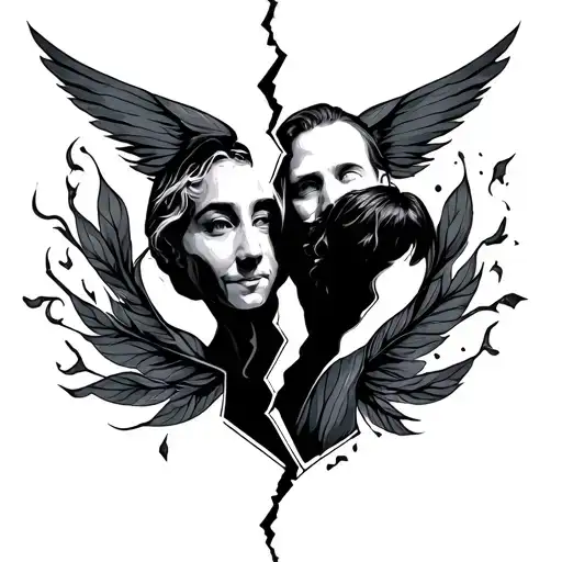 broken family tattoo design idea