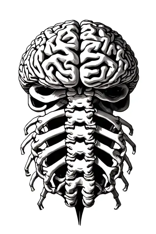 Brain connected to spine tattoo design idea