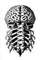 Brain connected to spine tattoo design idea