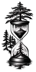 Hourglass with cypress trees tattoo design idea