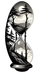 Hourglass with cypress trees tattoo design idea