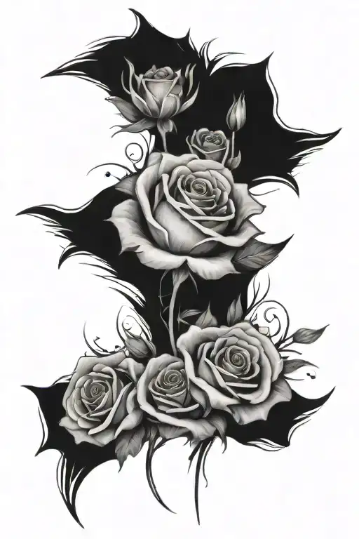 rose and a cosmo and daisy flower bouquet tied tattoo design idea