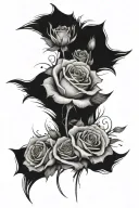 rose and a cosmo and daisy flower bouquet tied tattoo design idea