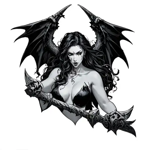 morrigan from iron druid, chubby, nude, submissive, deadly tattoo design idea