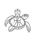 design a tattoo of a sea turtle with the chi rho symbol in the shell with the greek symbols for alpha and omega tattoo design idea