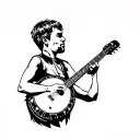 banjo player short hair tattoo design idea