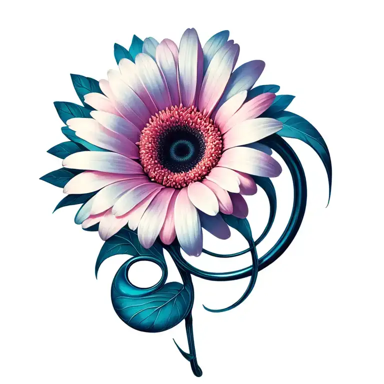Gerbera Daisy treble clef intertwined tattoo design idea