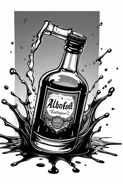 broken bottle pouring alcohol spilled tattoo design idea