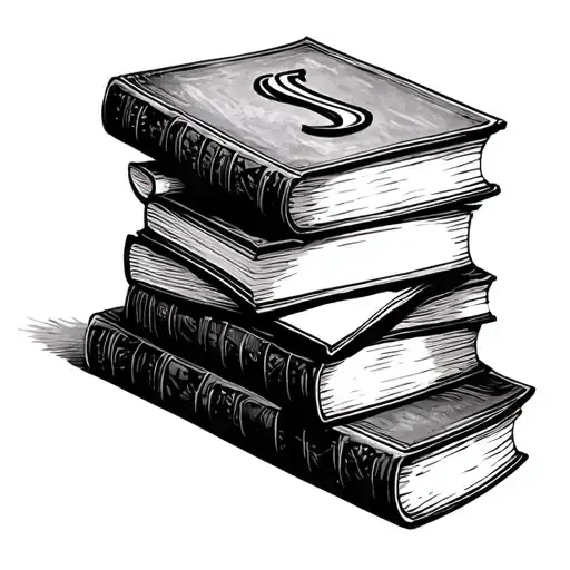 simplistic stack of books with hidden j somewhere but make the j more prominent  tattoo design idea