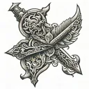 hindu weapons vertically aligned on back tattoo tattoo design idea
