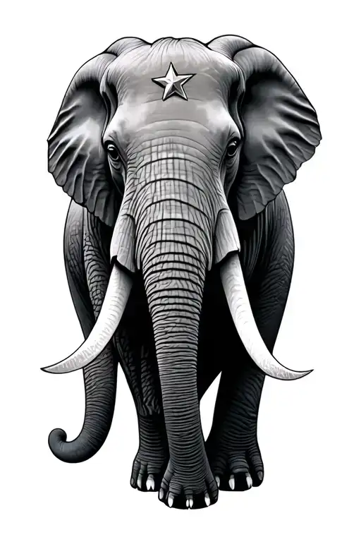 elephant with three stars tattoo design idea