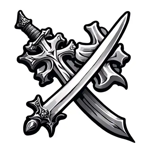 crosses and sword tattoo design idea