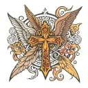 wing and cross tattoo tattoo design idea