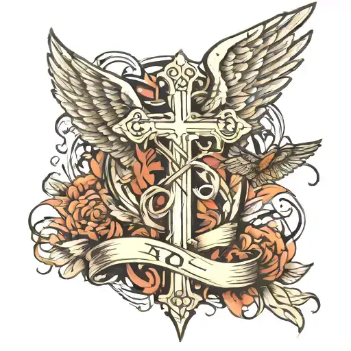 wing and cross tattoo tattoo design idea