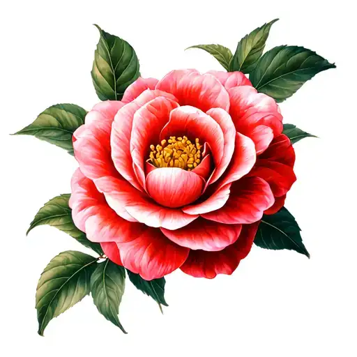 Red Camellia tattoo design idea