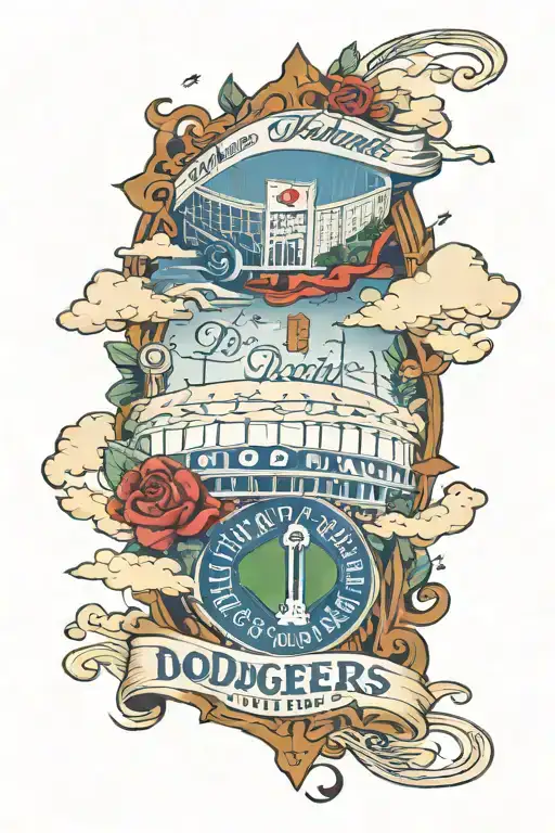 dodgers stadium surrounded tattoo design idea