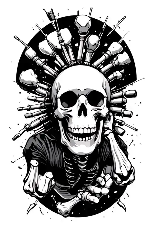 skeleton skydiving configuration that crashed tattoo design idea