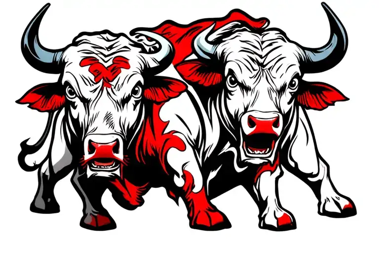 bull red and black tattoo design idea
