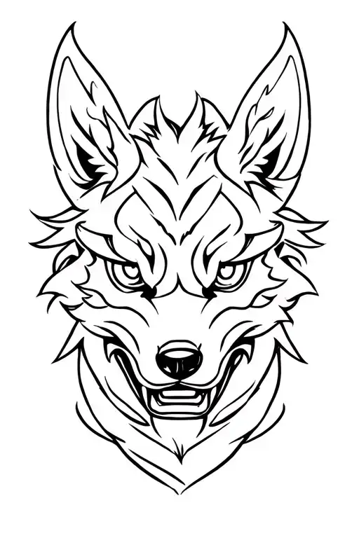 Chinese demon wolf with wide eyes tattoo design idea