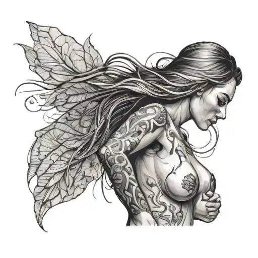 Boobs, ass, nude woman tattoo design idea