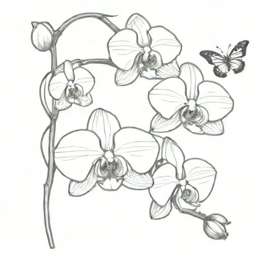 orchid with butterfly 1 half tattoo design idea