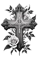 cross and roses tattoo design idea