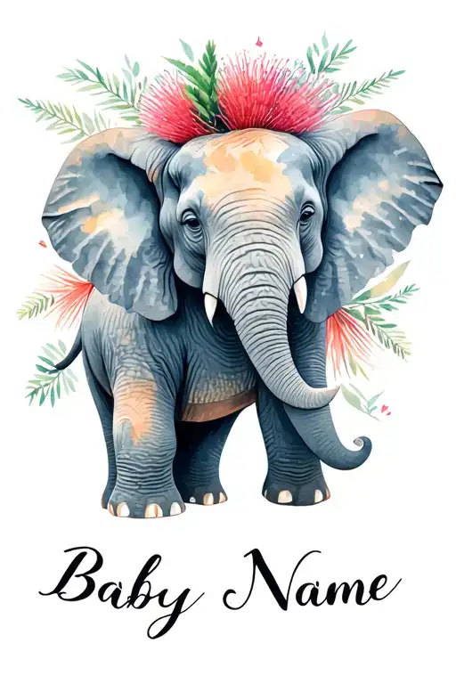 elephant bottlebrush baby name tattoo tattoo design idea