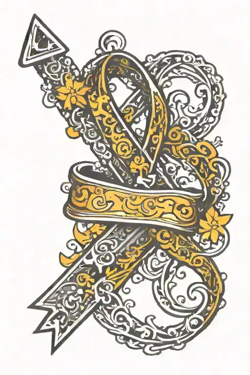 childhood cancer awareness ribbon, autism awareness puzzle pieces, the number 13  tattoo design idea