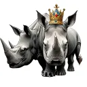 one male rhino and two female rhinos with crowns tattoo design idea
