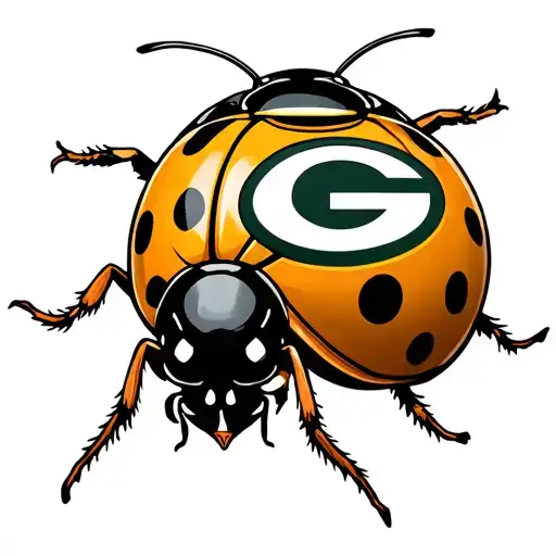 Greenbay packers logo with lady bug tattoo design idea