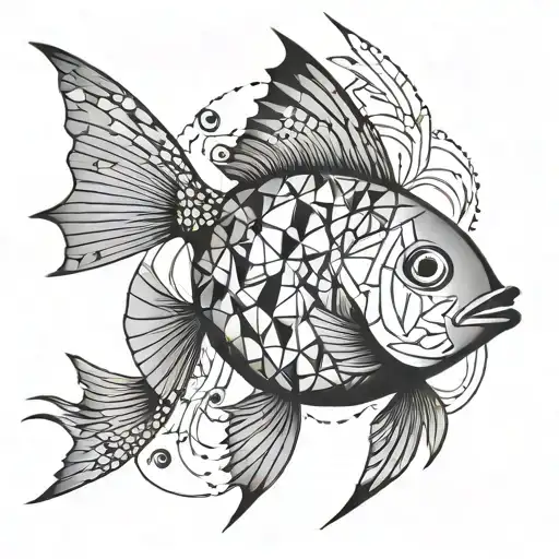 picses , fish, abstract, geometric tattoo design idea