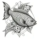 picses , fish, abstract, geometric tattoo design idea