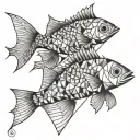 picses , fish, abstract, geometric tattoo design idea