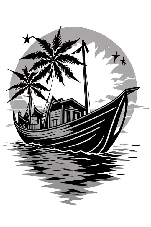 village boat, tribal , philippines philippines philippines, sun and star tattoo design idea