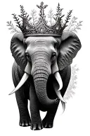 elephant crown nature trees tattoo design idea