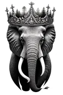 elephant crown nature trees tattoo design idea