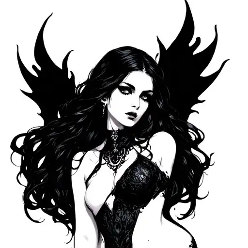 goth siren tattoo design idea