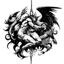 Demons And Angels Fighting tattoo design idea