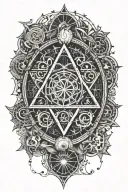 gothic inspired tattoo featuring alchemy symbols tattoo design idea