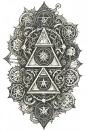 gothic inspired tattoo featuring alchemy symbols tattoo design idea