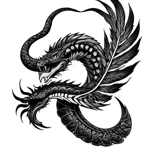 aztec feathered serpent tattoo design idea