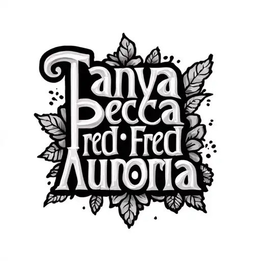 "Tanya Becca Fred Aurora" Family Symbol tattoo design idea