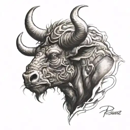 minotaur head tattoo design idea